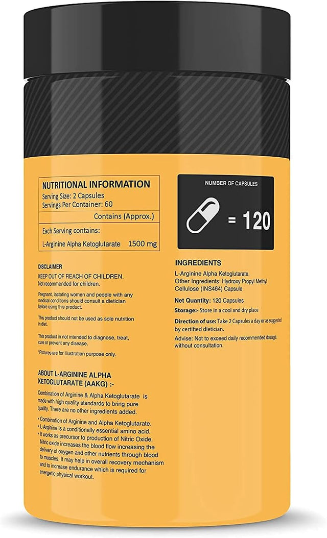 L-Arginine Alpha-Ketoglutarate (AAKG) (1500 Mg) 120 Capsules