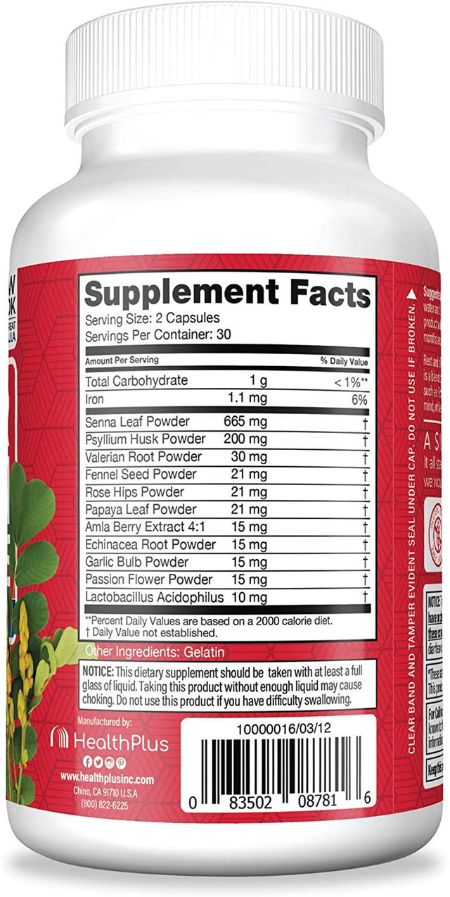 Health plus Super Colon Cleanse Night Formula, 60 Capsules, 30 Servings