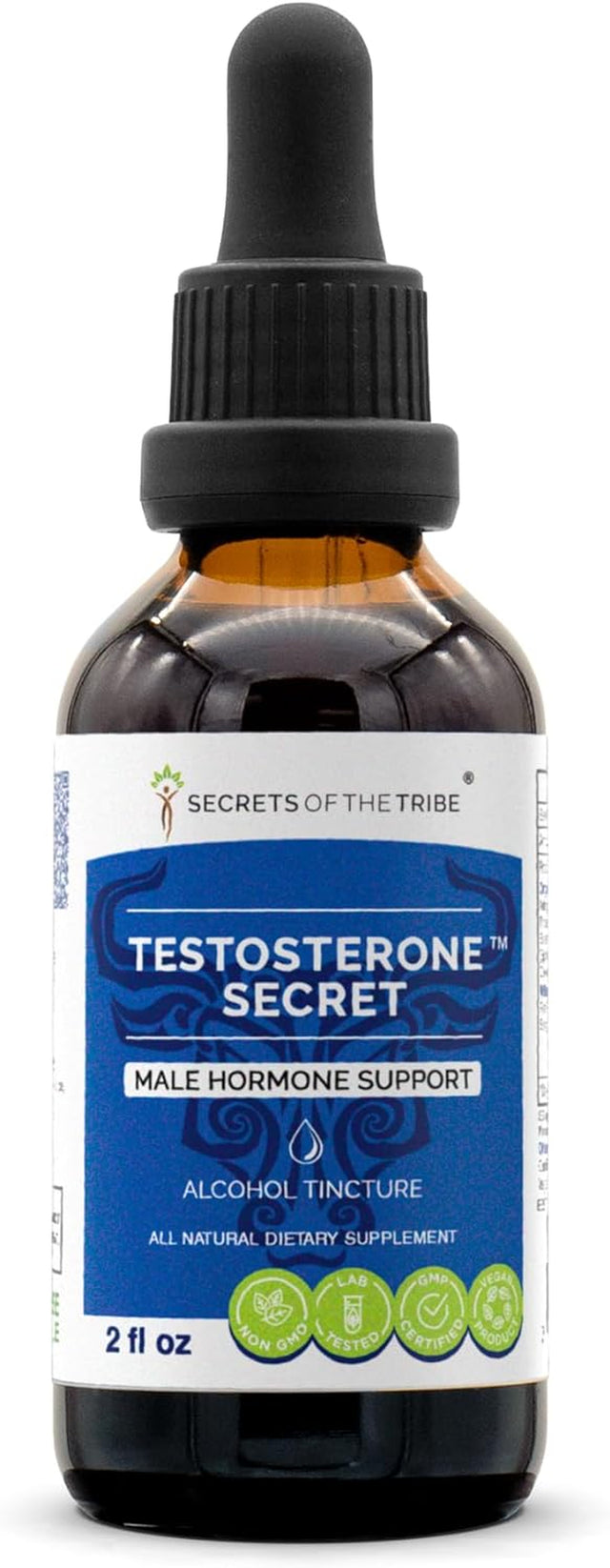 Secrets of the Tribe - Testosterone Secret, Herbal Supplement Blend Drops Alcohol Liquid Extract, Male Hormone Support (2 Fl Oz)