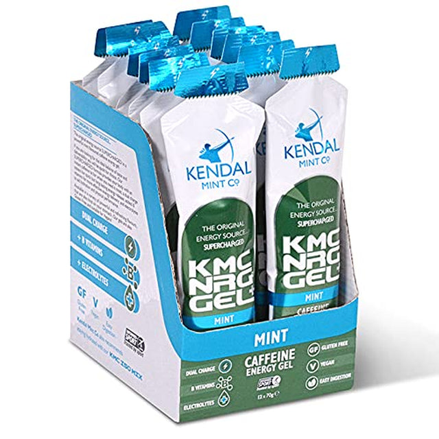 KMC NRG Gel+: Mint Flavoured Caffeine Energy Gel (12 X 70G) by Kendal Mint Co.