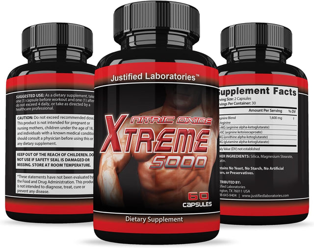 (3 Pack) Nitric Oxide Xtreme 5000 Advanced Men'S Heath Formula 60 Capsules