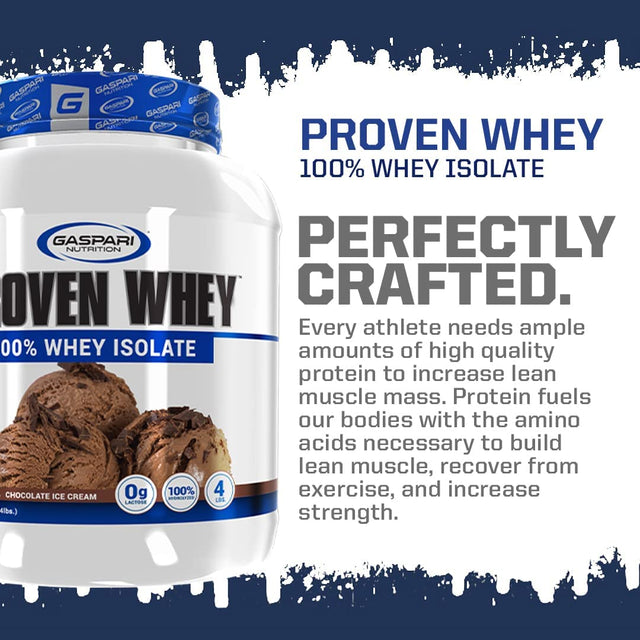 Gaspari Nutrition Proven Whey, 100% Hydrolyzed Whey Isolate, High Protein, Lactose Free, Low Carbohydrate and Low Sugar (Vanilla Ice Cream, 2 Pound (Pack of 1))