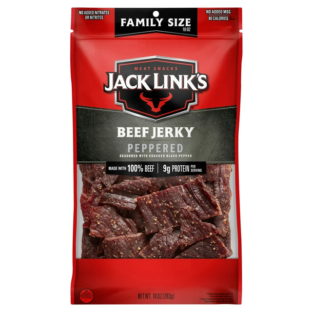 Jack Link’S 100% Beef Peppered Beef Jerky 10Oz Resealable Bag