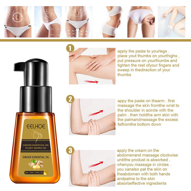 Ginger Essential Oil for Swelling and Pain Relief, Belly off Massage Oil, Ginger Oil Massage Liquid