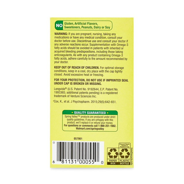 Spring Valley 4-Function Brain Support Dietary Supplement, 60 Count