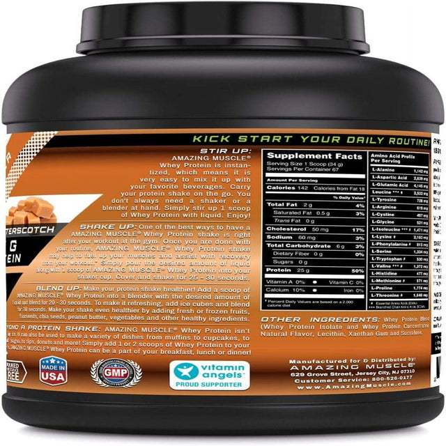 Amazing Muscle 100% Whey Protein Powder *Advanced Formula with Whey Protein Isolate as a Primary Ingredient along with Ultra Filtered Whey Protein Concentrate (Butterscotch, 5 Lb)