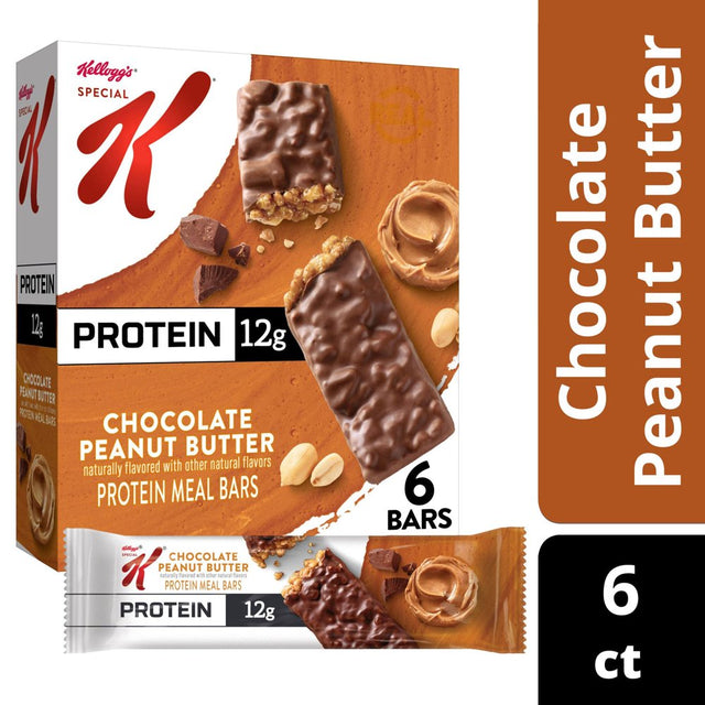Kellogg'S Special K Chocolate Peanut Butter Chewy Protein Meal Bars, Ready-To-Eat, 9.5 Oz, 6 Count