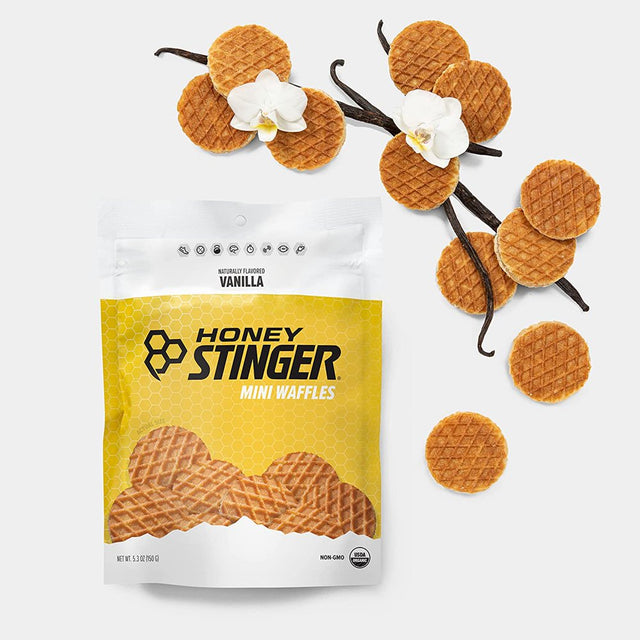 Honey Stinger, Organic Healthy Snack Mini Waffles, Vanilla, 5.3 Oz Bag