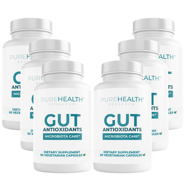 Gut Antioxidant Formula Gut Health Supplements - Antioxidant Supplements for Gut Health and Energy - anti Inflammatory Supplement by Purehealth Research, 6 Bottles