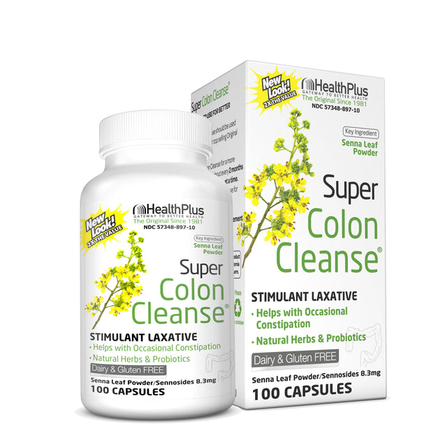 Health plus Super Colon Cleanse Laxative Capsules, 100-Count, 50 Servings