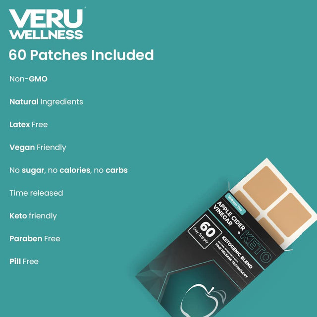 Keto with Apple Cider Vinegar Patch - Utilize Fat for Energy with Ketosis, Energy & Focus Support*, Manage Cravings, Metabolism Support* - 60 Day Supply