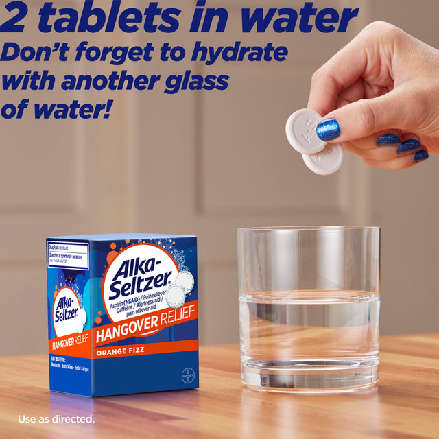 Alka-Seltzer Effervescent Hangover Relief, Aspirin, Caffeine, 20 Count