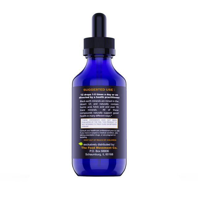 The Food Movement Black Earth Zeolite with Humic Fulvic Acids, Trace Minerals for Body Detox, Gut Health, Immune Support - 2Oz