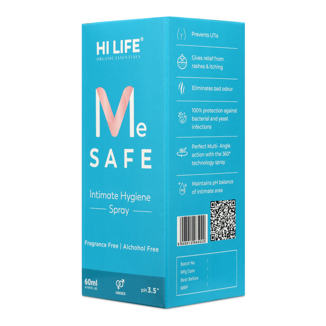 Hi Life Intimate Spray|Feminine Wash|Odor Spray|Intimate Hygiene Spray|Intimate Wash Enriched with Zinc Gluconate|Prevents from Vaginal Itching, Dryness, Bad Odor, Irritation & Rashes -(2 Fl Oz/60 Ml)