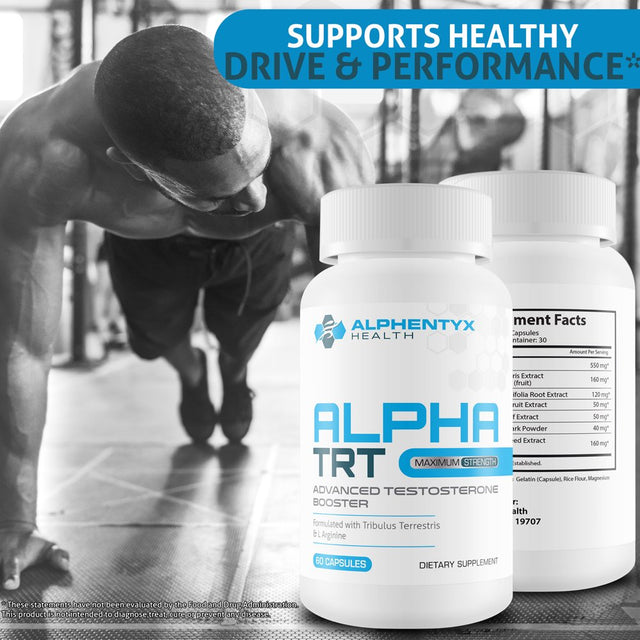 Alphentyx Health Alpha TRT - Maximum Strength - Advanced Testosterone Booster - Increase Energy and Lean Muscle Mass - 60 Count
