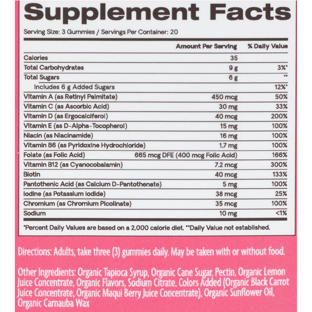 Hello Bello Organic Women'S Multi Vitamin Gummy, 60Ct