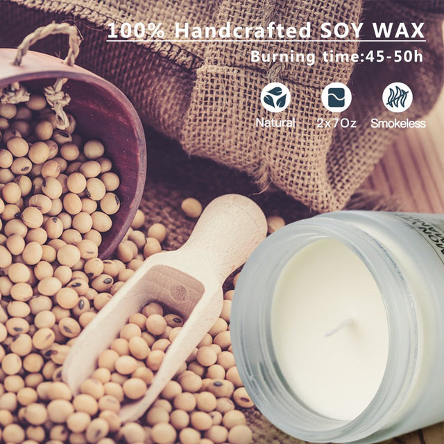 Lavender & Lemon Verbena Scented Candles Gift, 2 Pack Soy Candle for Home Scented, Jar Aromatherapy Candles, 7 Oz