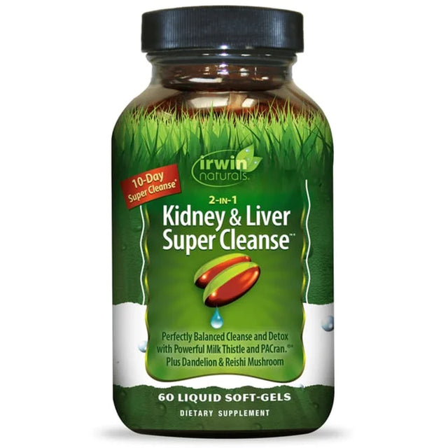 Irwin Naturals 2 in 1 Kidney & Liver Super Cleanse 60 Liquid Soft-Gels