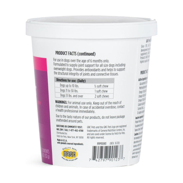 GNC Pet Wellness Essentials Hip & Joint Soft Chews, All Dog, 60Ct