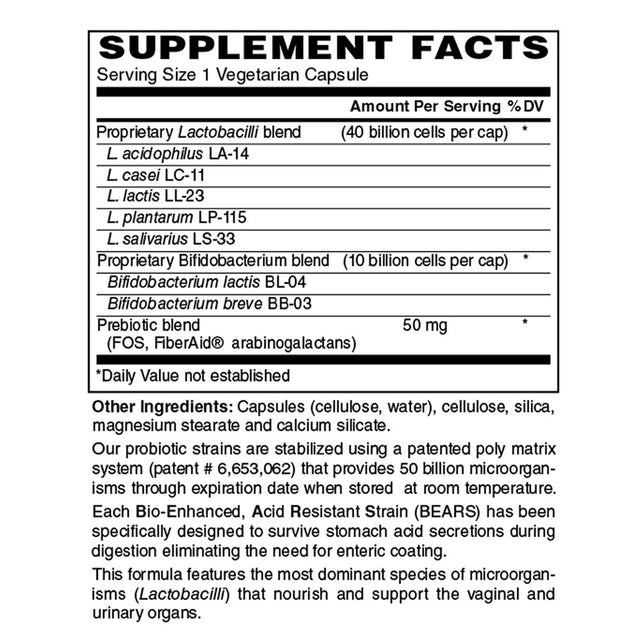 Holly Hill Health Foods, Women'S 50 Billion Probiotic, 30 Vegetarian Capsules