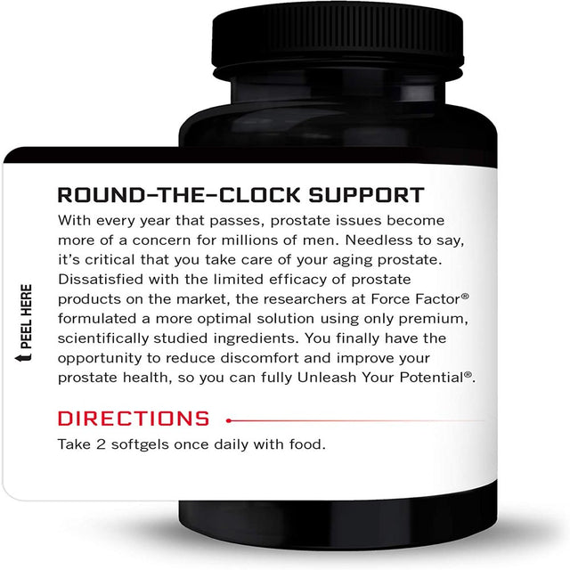 Force Factor Prostate Saw Palmetto and Beta Sitosterol Supplement for Men, Prostate Health Support, Prostate Size Support, Urinary Relief, Bladder Control, Reduce Nighttime Urination, 60 Softgels