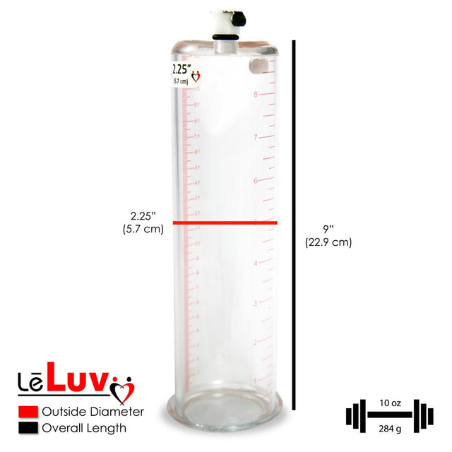 Leluv round Flange Penis Pump Vacuum Cylinder 2.25 Inch Diameter X 9 Inch Length