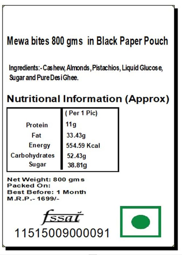 Jaiccha Ghasitaram Pack of 4 (200 GMS) - MEWA Bites 800 GMS in Black Paper Pouch