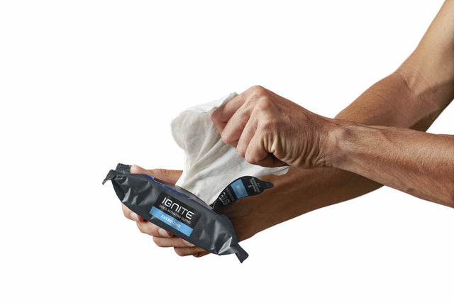 Ignite Mens Body Wet Wipes, Extra Thick 8"X 8" Shower Wipes, Energizing Scent, 10 Count