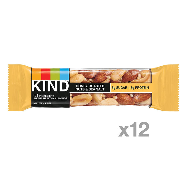 KIND Bars, Honey Roasted Nuts & Sea Salt, Gluten Free, Low Sugar, 1.4Oz, 12 Count & Bars, Maple Glazed Pecan & Sea Salt, Gluten Free, Low Sugar, 1.4Oz, 12 Count