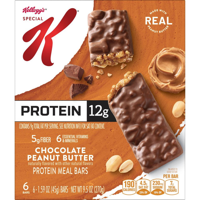 Kellogg'S Special K Chocolate Peanut Butter Chewy Protein Meal Bars, Ready-To-Eat, 9.5 Oz, 6 Count