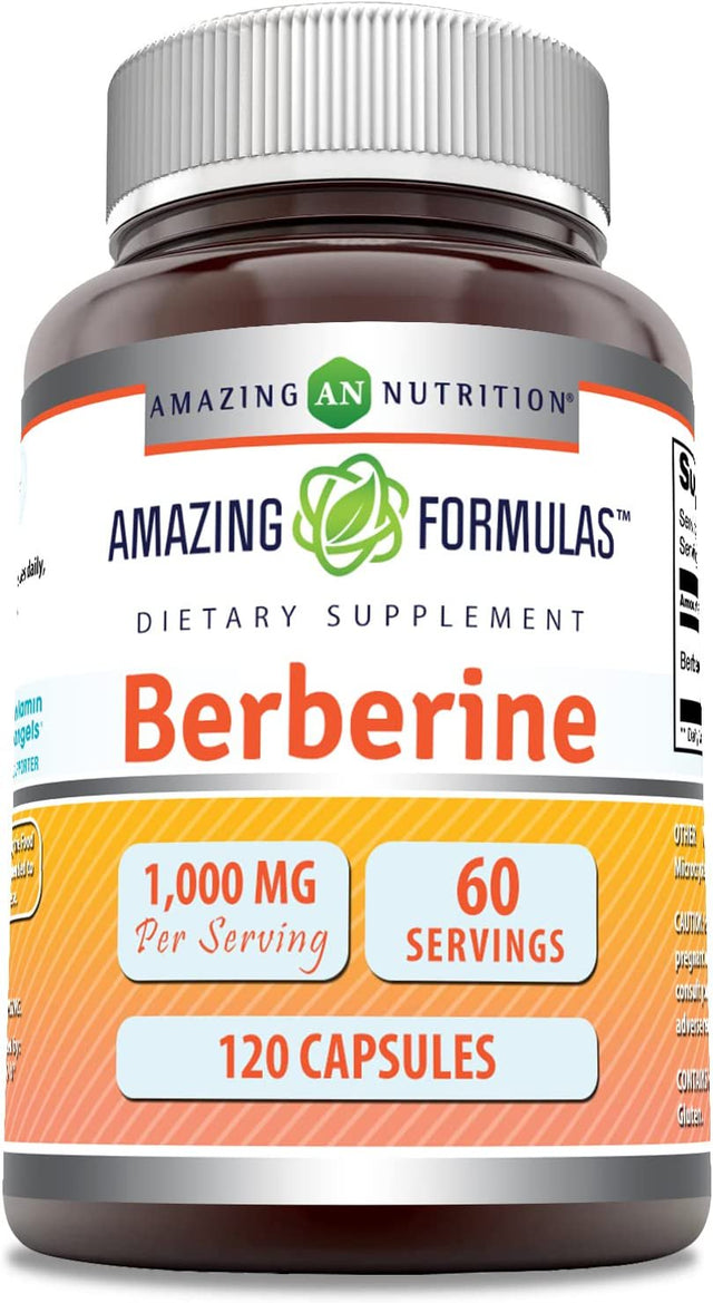 Amazing Formulas Berberine 1000Mg per Serving 120 Capsules Supplement