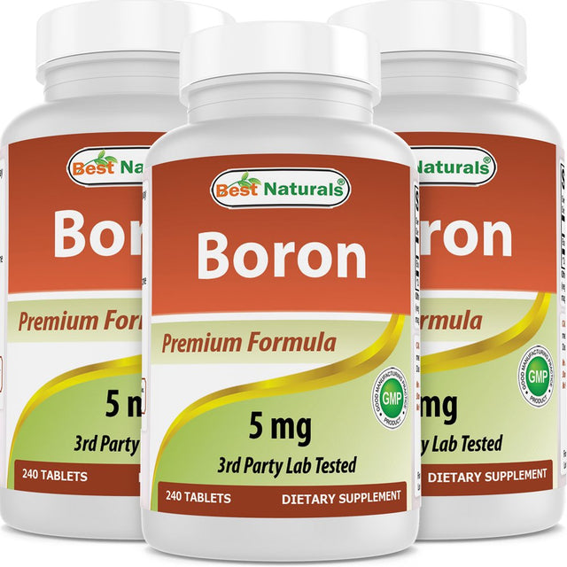 3 Pack Best Naturals Boron 5 Mg 240 Tablets | Boron Supplements Support Healthy Hormonal Balance and Bone Strength