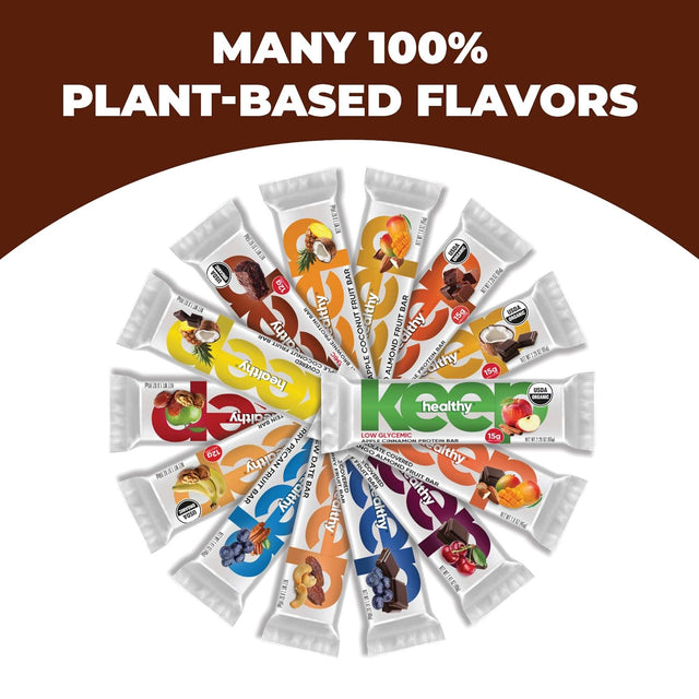 Keep Healthy Low Glycemic Bar - Sea Salt Brownie - 12G Plant Based Protein, Low Sugar, Organic, Vegan, Gluten Free, Soy Free, Dairy Free Protein Bar (12 Bars)