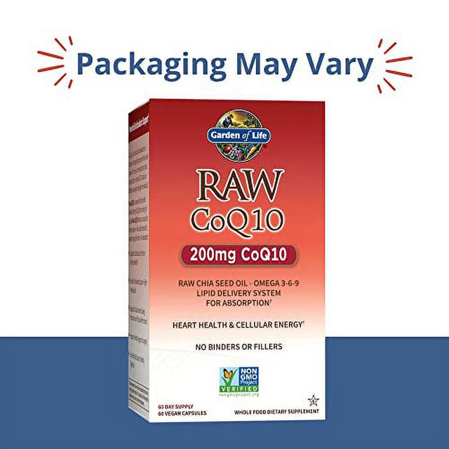 Garden of Life Vegetarian Omega 3 6 9 Supplement - Raw Coq10 Chia Seed Oil Whole Food Nutrition with Antioxidant Support, 60 Count