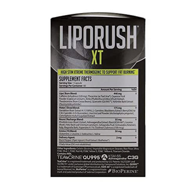 NDS Nutrition Maximum Strength Dual Impact Stack - Complete 2-In-1 Fat Loss Stack Enhanced with Teacrine, L-Carnitine, CLA for Serious Results - Censor 90 Softgels & Liporush XT 60 Capsules