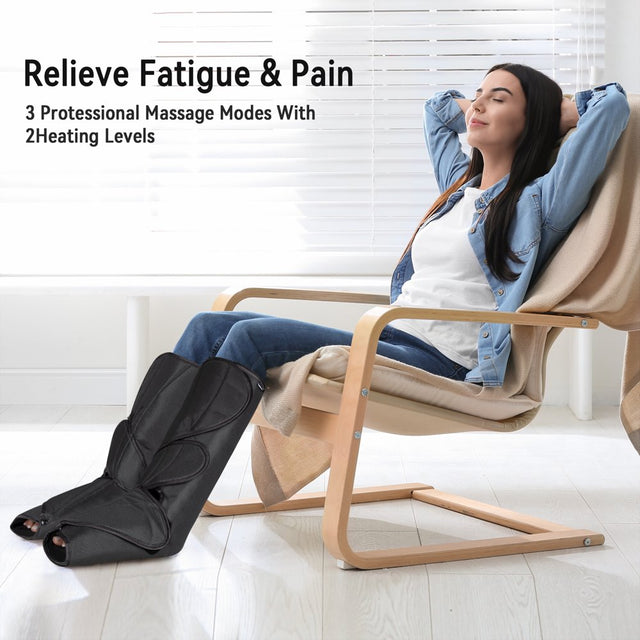 FIT KING Foot and Calf Massager with Heat, Leg and Foot Massager for Circulation and Pain Relief, with Handheld Controller 3 Modes 3 Intensities 2 Heating Levels, 2 Extensions FSA/HSA Eligible