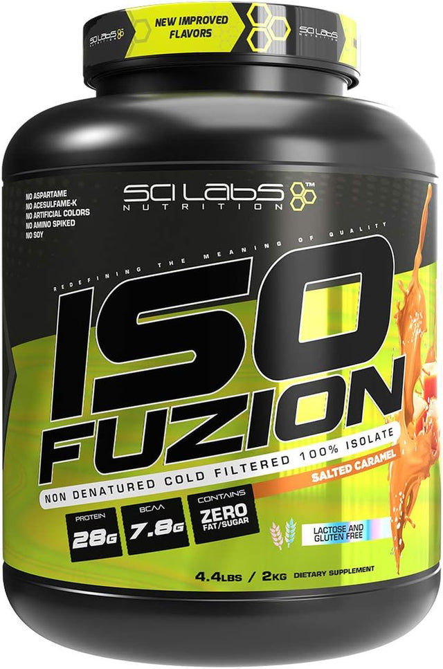 Iso Fuzion 100% Whey Isolate by Scilabs Nutrition | 28G Non Denatured Protein Powder, Salted Caramel Flavor, 4.4Lb