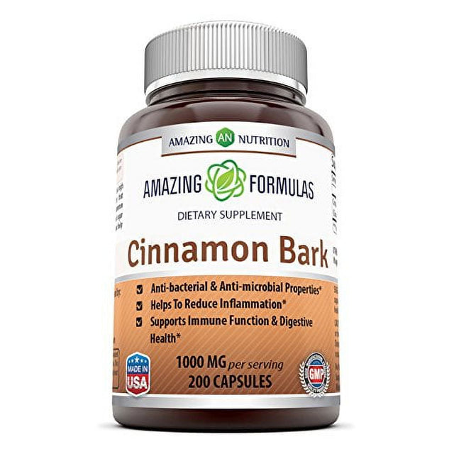 Amazing Formulas Cinnamon Bark Dietary Supplement * 500 Mg Cinnamon Bark Extract per Capsules (1000Mg per Serving of 2 Capsules) * 200 Capsules per Bottle *& Properties