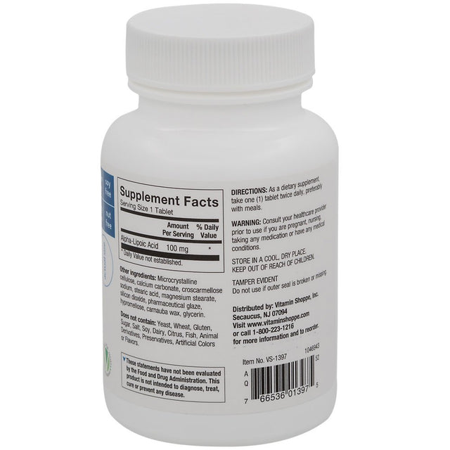 Alpha Lipoic Acid 100Mg, Natural Antioxidant Formula to Support Glucose Metabolism & Promotes Healthy Blood Sugar (120 Capsules) by the Vitamin Shoppe