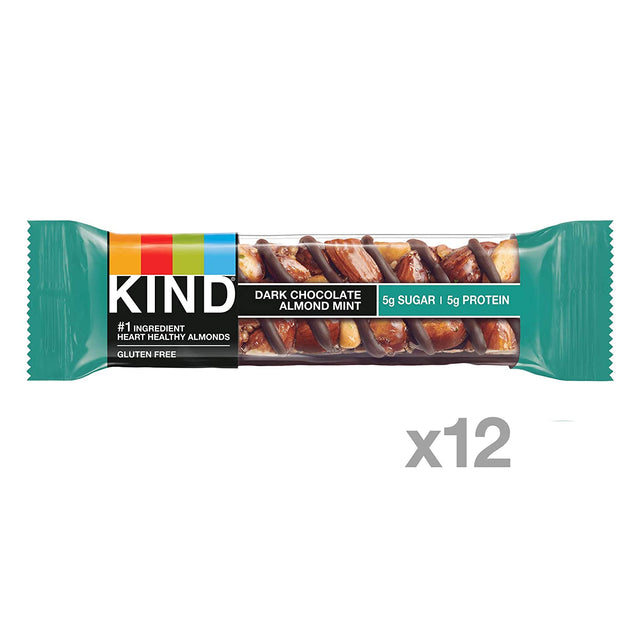 KIND Bars, Dark Chocolate Mint and Dark Chocolate Mocha Almond, Healthy Snacks, Gluten Free, Low Sugar, 12 Count