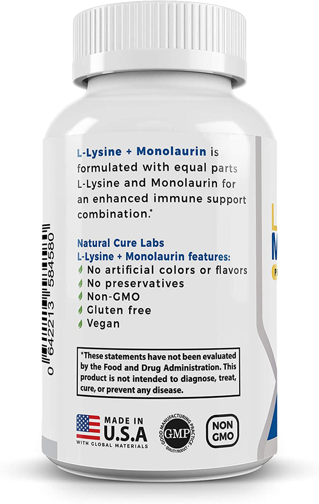 L-Lysine + Monolaurin 600Mg 1:1 Ratio, 100 Capsules