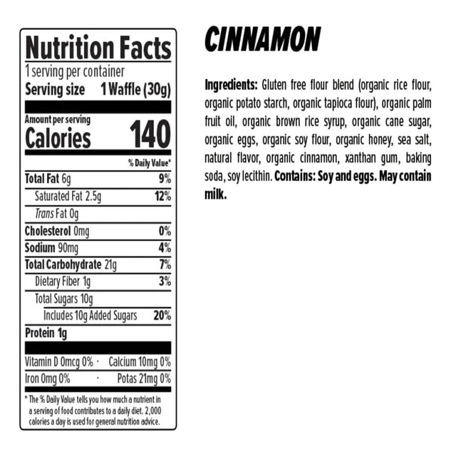 Honey Stinger Gluten Free Organic Waffle - Cinnamon, Box of 12