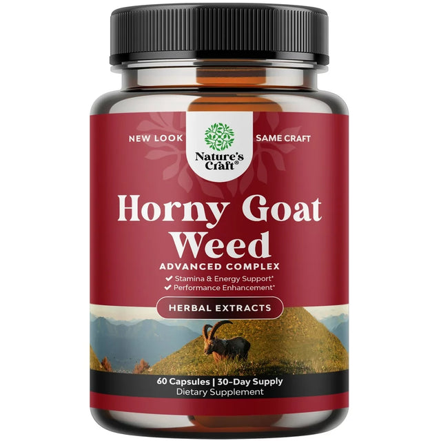 Horny Goat Weed Extract Complex - Invigorating Blend with Tribulus Saw Palmetto L Arginine and Tongkat Ali Extract and Maca Root for Men and Women for Enhanced Energy and Stamina - 60 Capsules