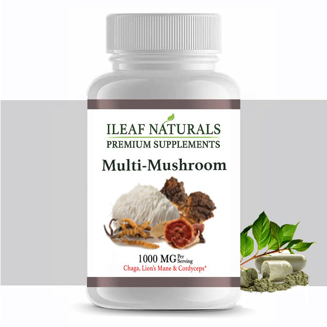 Ileaf Naturals Multi Mushroom Nootropic Blend - 60 Veggie Capsules