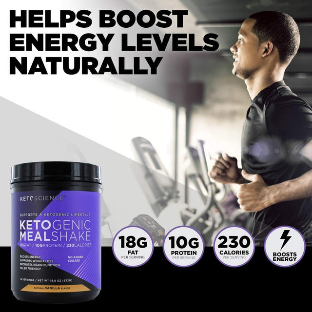 Keto Science Ketogenic Meal Shake, Vanilla, 18.8 Oz (Pack of 2)