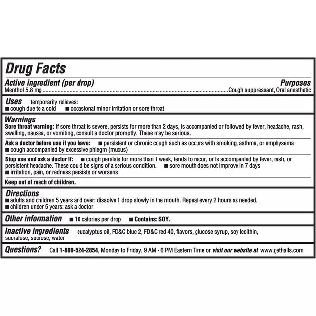 Halls Cough Suppressant/Oral Anesthetic Cough Drops - Cherry (200 Count)