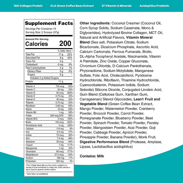 Lean1 KETO, Vanilla Flavor, 15 Serving Tub, Ketogenic Fat Burning Meal Replacement by Nutrition 53