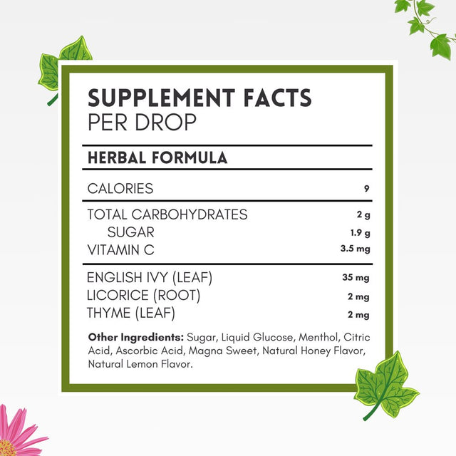 Herbion Naturals Ivy Leaf Cough Drops with Thyme & Licorice, Natural Honey Lemon Flavor, Dietary Supplement, Soothes Cough, for Adults and Children over 6 Years, 25 Drops (Pack of 5 - 125 Lozenges)