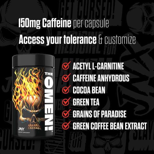 JNX SPORTS the Omen! Fat Burner Dietary Supplement, Men & Women | 50 SRV | 100 Caps