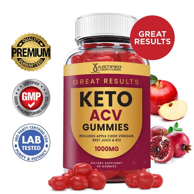 Great Results Keto ACV Gummies 1000MG Dietary Supplement 60 Gummys